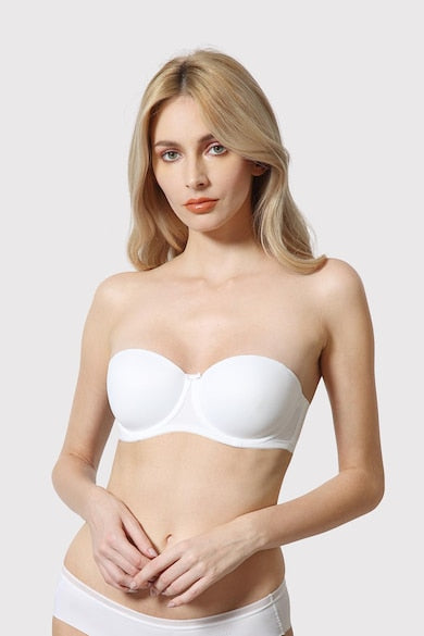 VAN HEUSEN 33001 Women White Solid Power Grip Back Padded 6-Way Strapless Bra