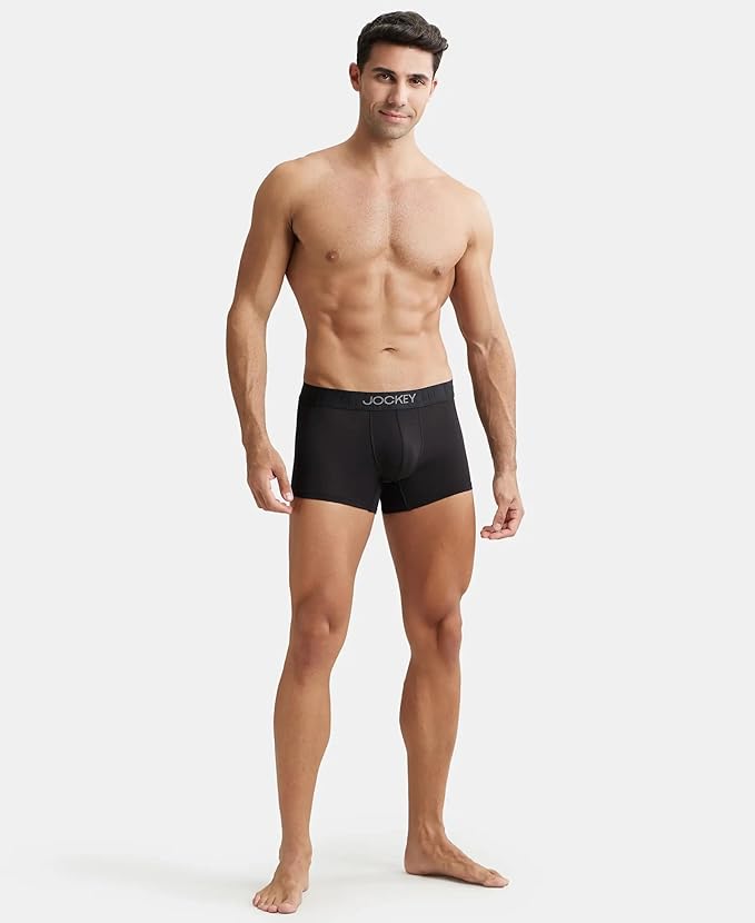 Jockey IC34 Men's Supima Cotton Elastane Stretch Solid Trunk with Ultrasoft Waistband - A