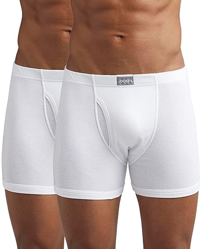 Jockey 8008 Men's Super Combed Cotton Rib Solid Boxer Brief with Ultrasoft Concealed Waistband - B