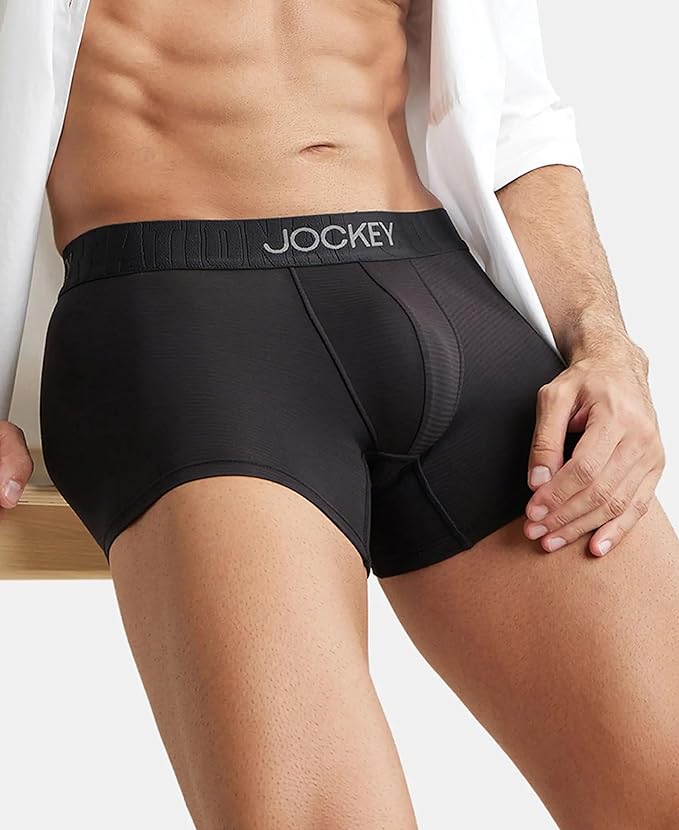 Jockey IC34 Men's Supima Cotton Elastane Stretch Solid Trunk with Ultrasoft Waistband - A