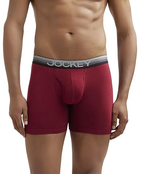 Jockey ZN03 Men's Super Combed Cotton Elastane Stretch Solid Boxer Brief with Ultrasoft Waistband - H