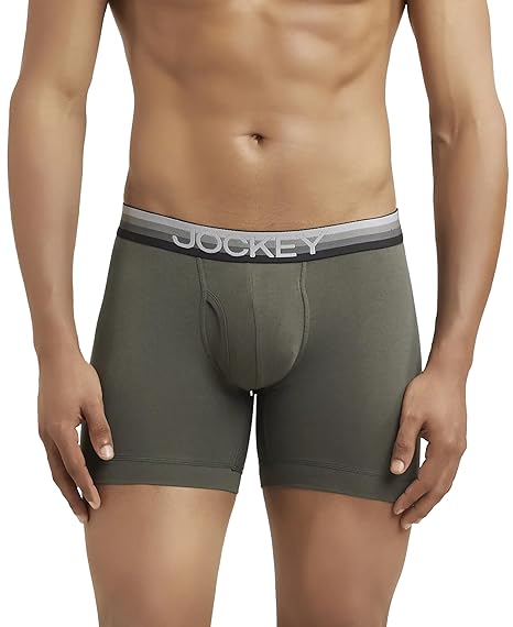 Jockey ZN03 Men's Super Combed Cotton Elastane Stretch Solid Boxer Brief with Ultrasoft Waistband - E