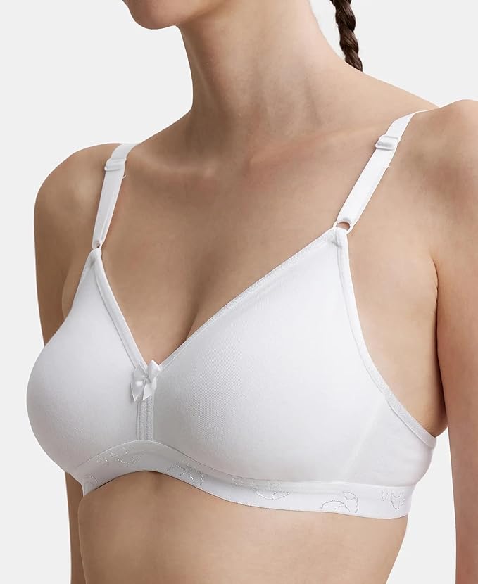 Women's Wirefree Non Padded Super Combed Cotton Elastane Stretch Medium Coverage Beginners Bra with Ultrasoft and Durable Underband