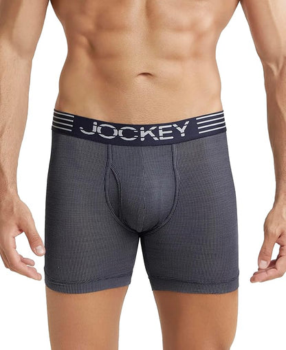 Jockey MM06 Men's Microfiber Mesh Elastane Stretch Sports Boxer Brief with Stay Dry Technology True Navy