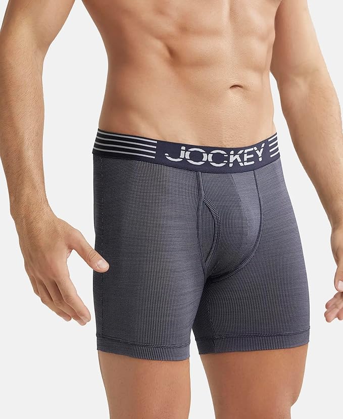 Jockey MM06 Men's Microfiber Mesh Elastane Stretch Sports Boxer Brief with Stay Dry Technology True Navy