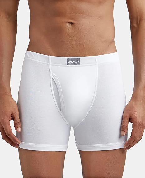 Jockey 8008 Men's Super Combed Cotton Rib Solid Boxer Brief with Ultrasoft Concealed Waistband - B