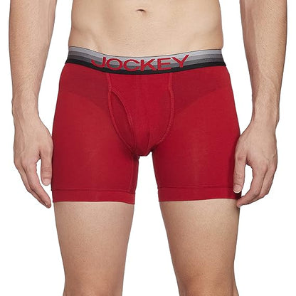 Jockey ZN03 Men's Super Combed Cotton Elastane Stretch Solid Boxer Brief with Ultrasoft Waistband - D